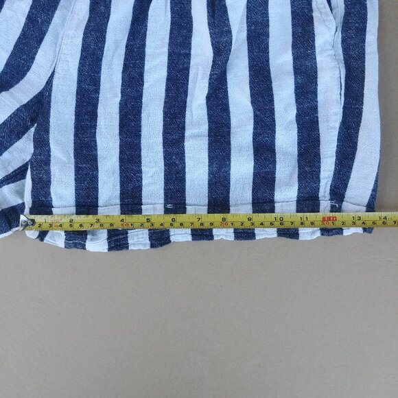 Linen cotton shorts navy blue and white stripes size 16W - Picture 6 of 15